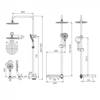 Термостат GROHE Atrio Ypsilon 34010000 с душевым гарнитуром IDDIS