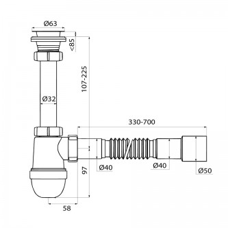 Сифон для раковины IDDIS Optima Home 900BVG0010VD