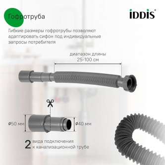 Сифон для кухонной мойки IDDIS Optima Home 900CVG0P10VD