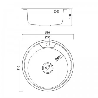 Кухонная мойка врезная круглая IDDIS Basic BAS51S1i77 0,6 мм