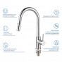 Смеситель для кухни с выдвижным изливом AQUATEK Европа AQ1384CR