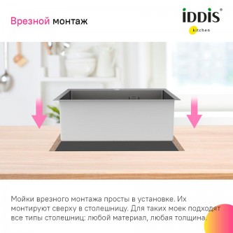 Кухонная мойка врезная IDDIS Haze HAZ43S0i77 1 мм Кухонная мойка врезная IDDIS Haze HAZ43S0i77 1 мм