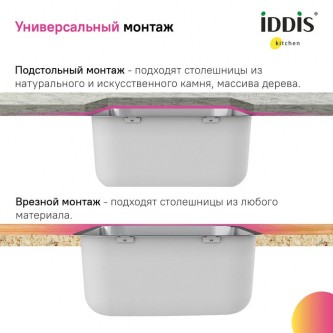 Кухонная мойка врезная IDDIS Mate MAT44S0i77 0,8 мм