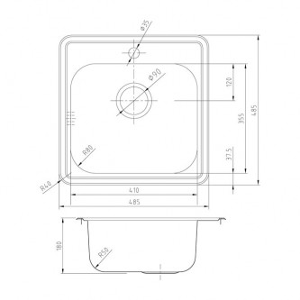 Кухонная мойка врезная IDDIS Strit STR48S0i77 0,8 мм