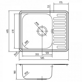 Кухонная мойка врезная IDDIS Strit STR58SDi77 0,8 мм