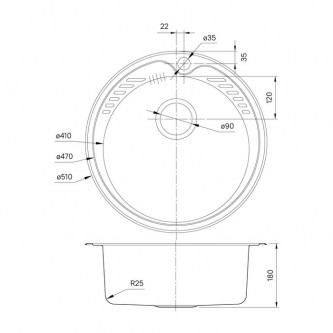 Кухонная мойка врезная круглая IDDIS Suno SUN51S0i77 0,8 мм