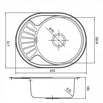 Кухонная мойка врезная с крылом IDDIS Suno SUN60SDi77 0.8 мм