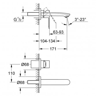 Смеситель для раковины встраиваемый GROHE Eurostyle Cosmopolitan 19571002