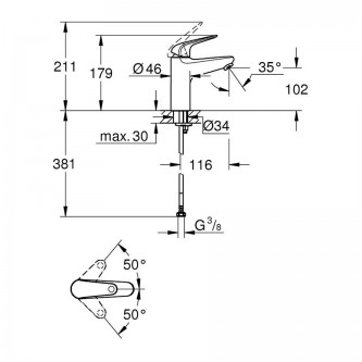Смеситель для раковины GROHE Euroeco 24266001