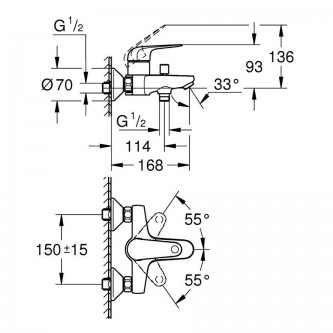 Смеситель для ванны GROHE Euroeco 32743001