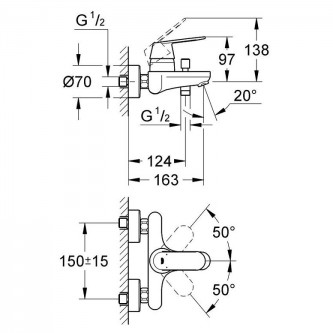 Смеситель для ванны GROHE Eurosmart Cosmopolitan 32831000