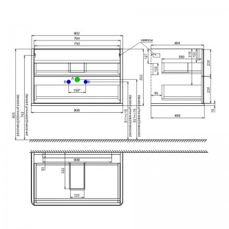 Тумба с раковиной для ванной IDDIS 80 Oxford Neo OXN80W0i95K